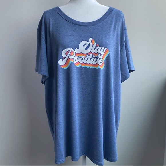 Jane & Delancey "Stay Positive"  Retro Tee - Picture 1 of 7
